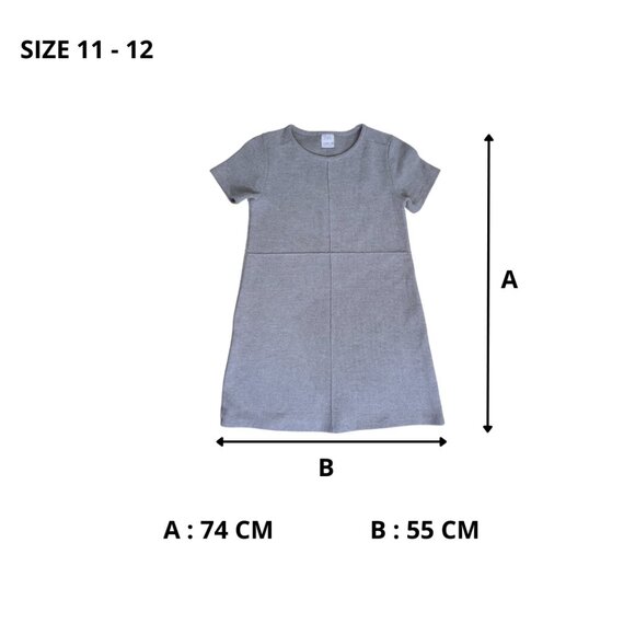 ZARA Girls Gray Knit Short Sleeve Dress – Size 11-12 (152 cm) - Picture 11 of 11